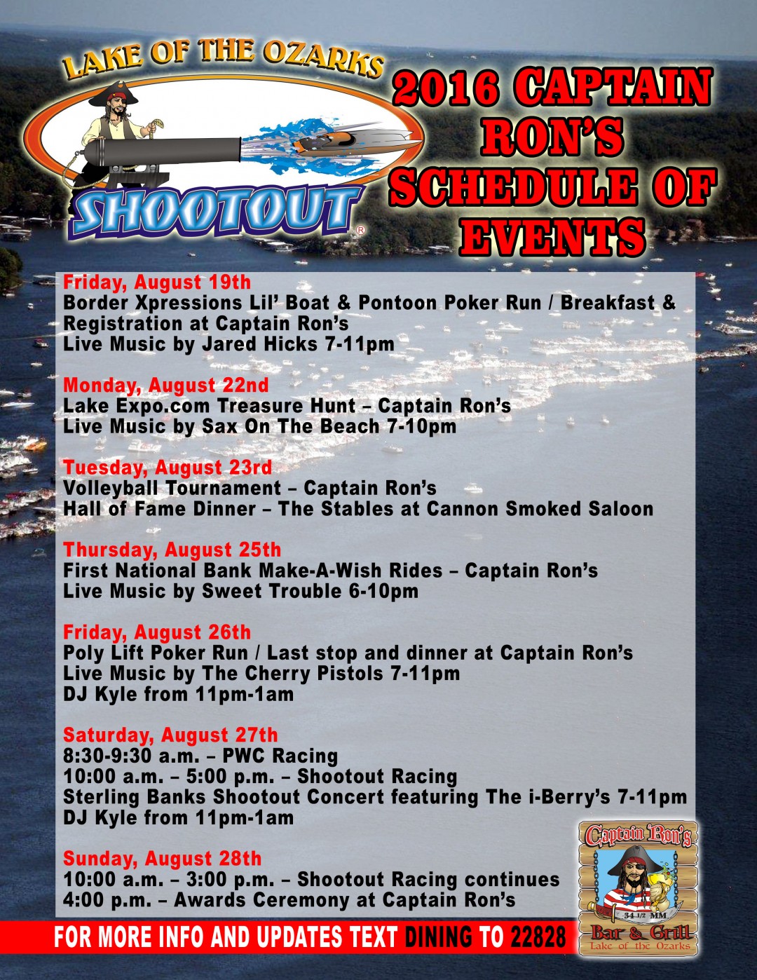 shootout schedule flyer 2016 revised 1[2] Captain Ron's Lakefront Bar